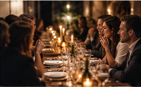 Illustrative scene of a small professional dinner